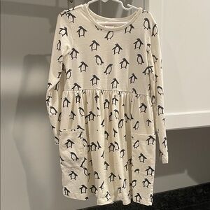 Hanna Andersson Cream Dress with Penguin Pattern